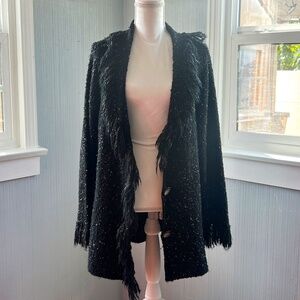 CHICO'S  Black Fringe Cardigan Sweater - Size 3
